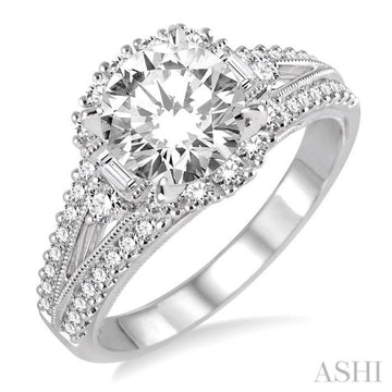3/4 Ctw Diamond Semi-mount Engagement Ring in 14K White Gold